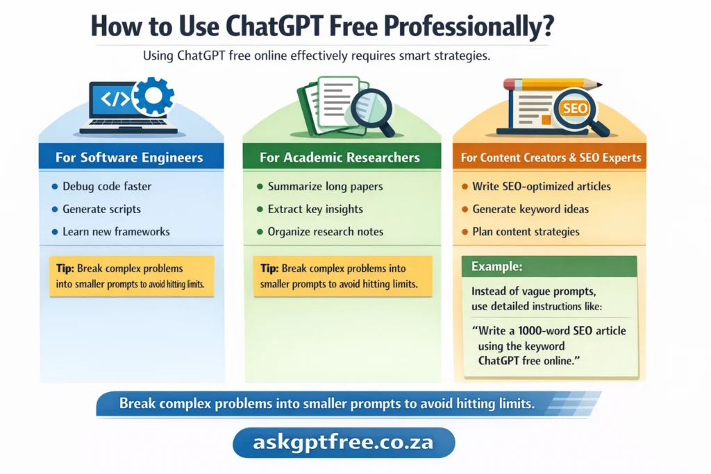 Infographics of How to Use ChatGPT Free Professionally
