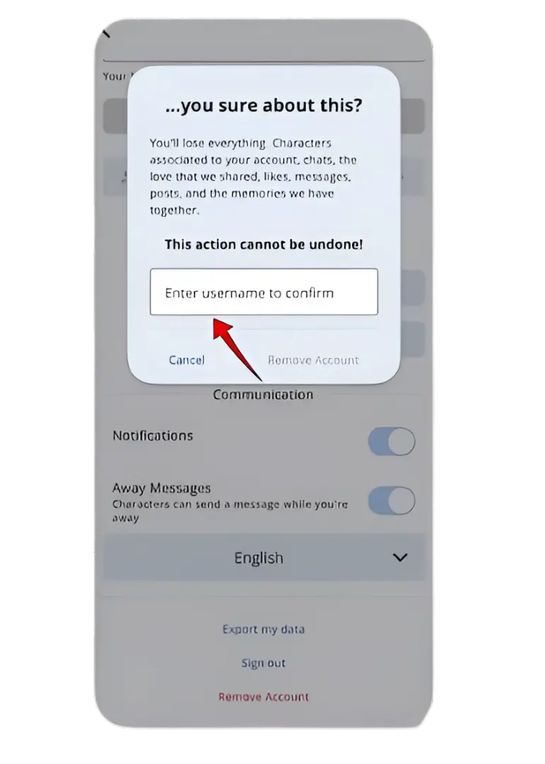 How to Delete Character AI Account (Desktop & Mobile) 4 Remove Character AI account Screenshot 4 1
