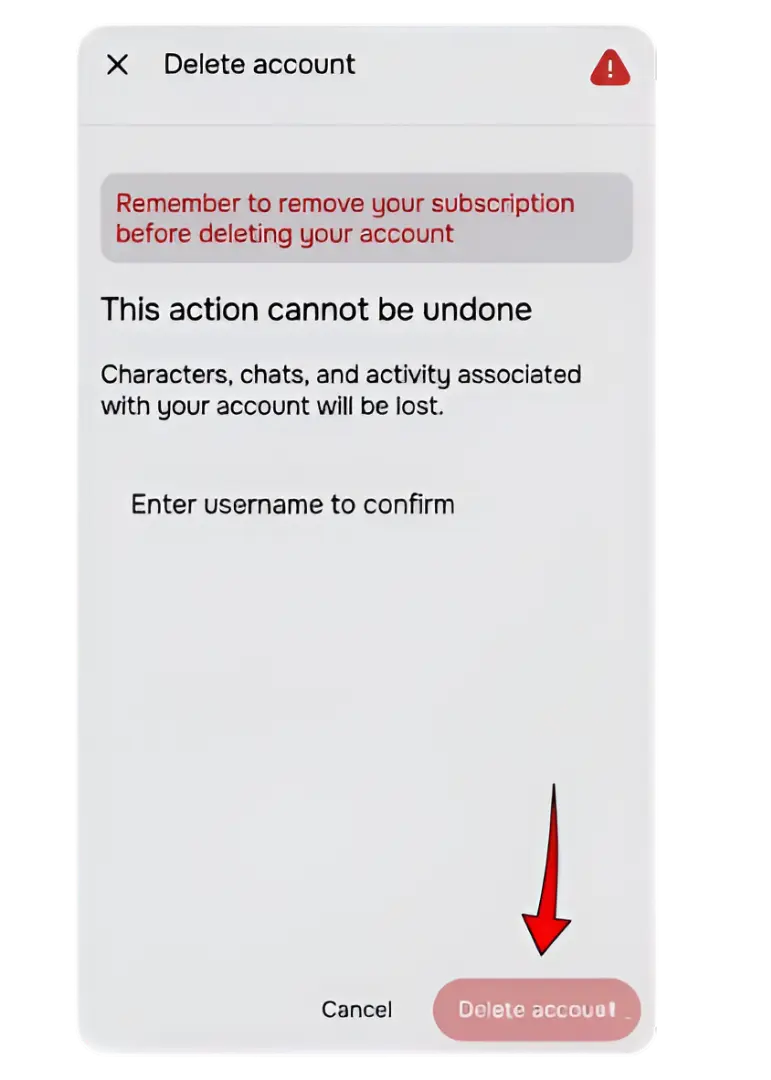 How to Delete Character AI Account (Desktop & Mobile) 5 Remove Character AI account Screenshot 5