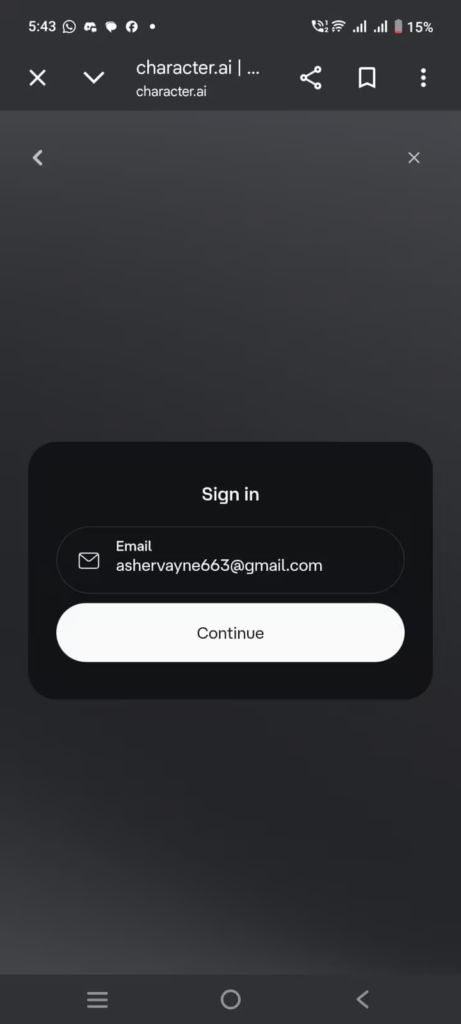 Standard Login flow Screenshot 3